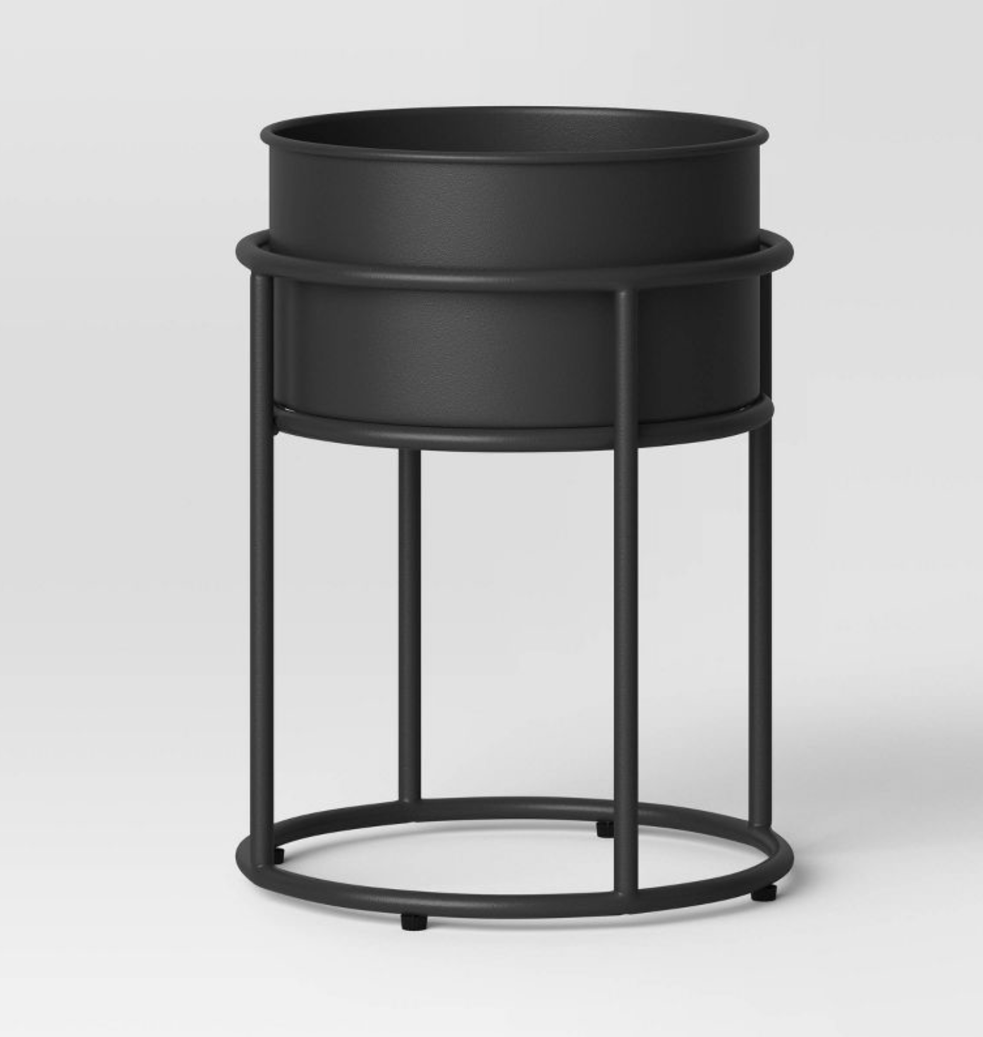 black planter pot with stand 13" Width Outdoor Iron Planter Pot with Stand Black