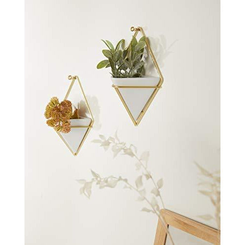 umbra trigg hanging planter vase Umbra Trigg Hanging Planter Vase & Geometric Wall Decor Container, Small, White/Brass