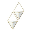 Umbra Trigg Hanging Planter Vase & Geometric Wall Decor Container, Small, White/Brass