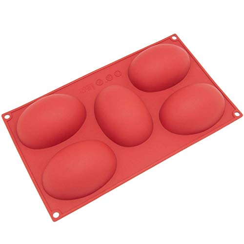 Freshware Silicone Mold, Soap Mold for Cupcake, Muffin, Pudding, Cheesecake, Chocolate and Soap, Easter Eggs, 5-Cavity
