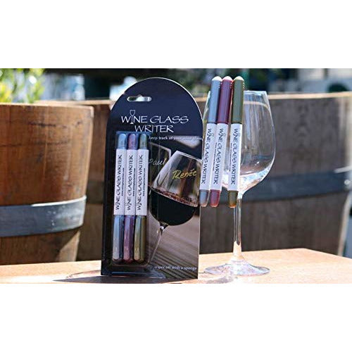 Wine Enthusiast Wine Glass Writer Metallic Pen (3 Pack)