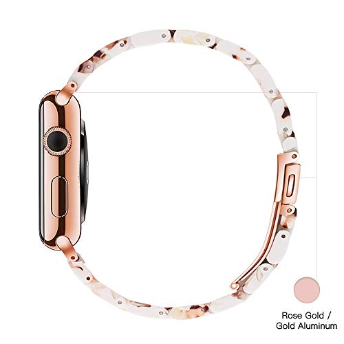 Light Apple Watch Band - Fashion Resin iWatch Band Bracelet Compatible with Copper Stainless Steel Buckle for Apple Watch Series 5 Series 4 Series 3 Series 2 Series1 (Nougat White, 38mm/40mm)