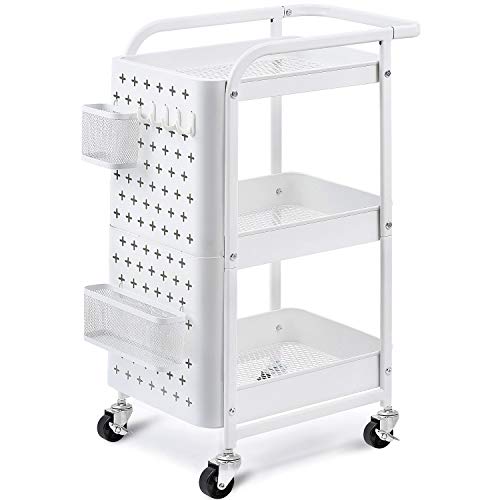 KINGRACK 3-Tier Storage Rolling Cart, Metal Utility Cart with