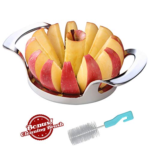 SAVORLIVING Apple Slicer Upgraded Version 12-Blade Extra Large Apple Corer, Stainless Steel Ultra-Sharp Apple Cutter, Pitter, Divider for Up to 4 Inches Apples (Update)