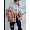 Gzbinz Women's Casual Warm Faux Shearling Coat Jacket Autumn Winter Long Sleeve Lapel Fluffy Fur Outwear Camel M