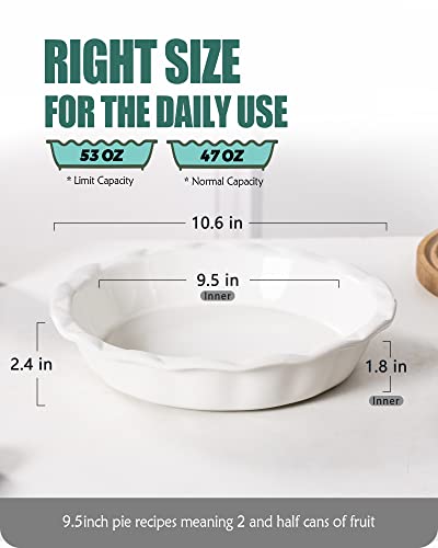 Lareina Ceramic Pie Pans for Baking, Inch Deep dish pie plates with Ruffled Edge for Apple Pie, Durable Pie Dish, Non-Stick, Oven Dishwasher Safe,