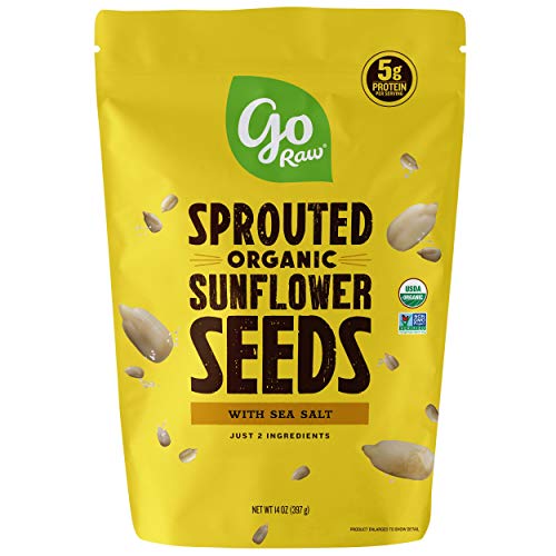 Go Raw Sunflower Seeds with Sea Salt, Sprouted & Organic, 14 oz. Bag | Keto | Vegan | Gluten Free Snacks | Superfood