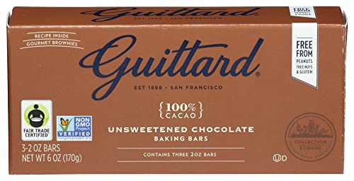 Guittard 100% Unsweetened Chocolate Bar - For Baking, Unsweetened, Gluten Free, 6 Ounce