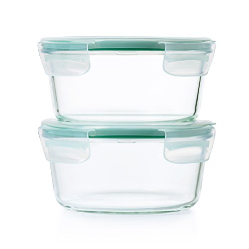 OXO Good Grips SmartSeal 2 Cup Clear Round Glass Container with Leakproof  Snap-On Lid