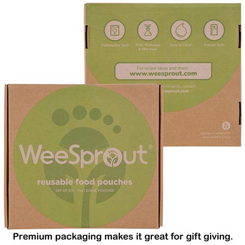 WeeSprout Double Zipper Reusable Food Pouch - 6 Pack -  5 fl oz