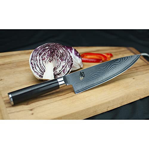 Shun Cutlery Classic Chef's Knife 8”, Thin, Light Kitchen Knife, Ideal for All-Around Food Preparation, Authentic, Handcrafted Japanese Knife, Professional Chef Knife,Black