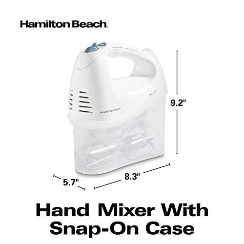 Hamilton Beach 6-Speed Hand Mixer With Snap-On Case, Black
