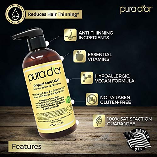 PURA D'OR Original Gold Label Anti-Thinning Biotin Shampoo (16oz) w/ A –  daniellewalkerenterprises