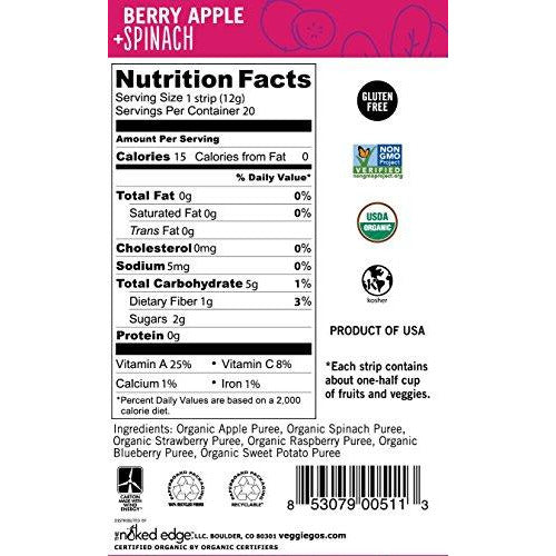 Wildmade Veggie Go's Fruit and Veggie Strips (Berry, Apple +