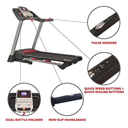 Sunny Health & Fitness Electric Folding Treadmill with LCD and Pulse Monitor, 265 LB Max Weight, Tablet Holder, Bluetooth Speakers and USB Charging - SF-T7917,Black