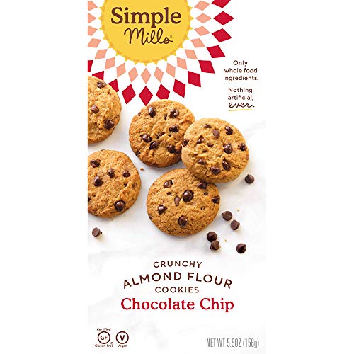 Simple Mills Almond Flour Chocolate Chip Cookies, Gluten Free and Delicious Crunchy Cookies, Organic Coconut Oil, Good for Snacks, Made with whole foods, 3 Count (Packaging May Vary)