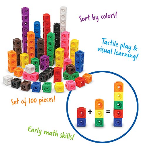 100-Piece Maths Cubes Set - Linking Cubes For Early Learning, Math, And Fidget Play