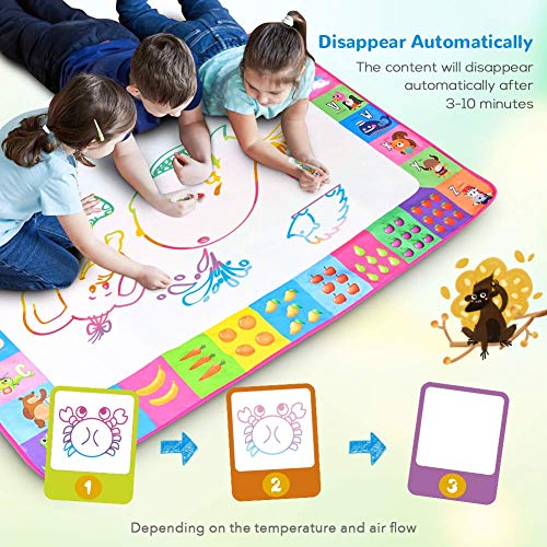 Toyk Water Doodle Mat - Kids Painting Writing Doodle Toy Mat - Color Doodle Drawing Mat Bring Magic Pens Educational Toys for Age 2 3 4 5 6 7 Year Old