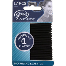  Goody Ouchless Elastic Hair Bands, No-metal, Black, 17 count