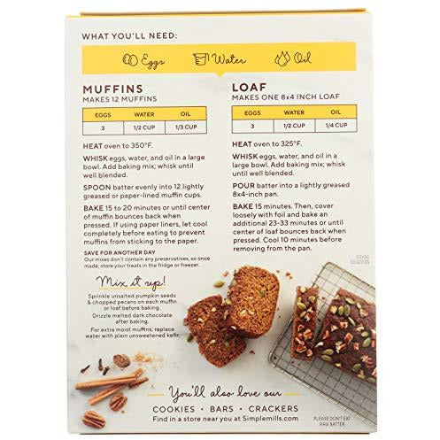 Simple Mills Almond Flour Baking Mix, Gluten Free Pumpkin Bread Mix 9oz