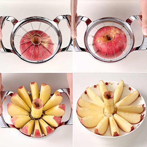 SAVORLIVING Apple Slicer Upgraded Version 12-Blade Extra Large Apple Corer, Stainless Steel Ultra-Sharp Apple Cutter, Pitter, Divider for Up to 4 Inches Apples (Update)