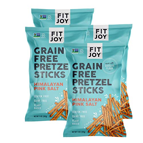 FitJoy Gluten Free Pretzels, Himalayan Pink Salt Sticks, Grain Free, 5 Ounce Bags, 4 Pack