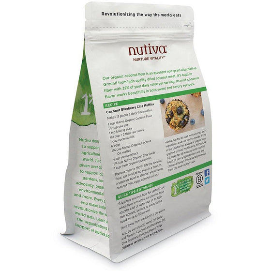 Nutiva Organic, non-GMO, Gluten-free, Unrefined Coconut Flour, 16-ounce (Pack of 6)
