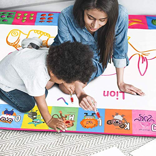 Water Doodle Mat - Kids Painting Writing Doodle Toy Mat - Color Doodle Drawing  Mat Bring Magic Pens Educational Toys For Age 2 3 4 5 6 7 Year Old