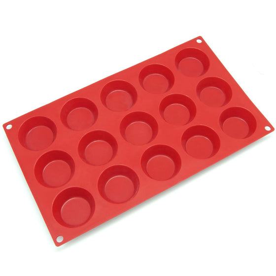 Freshware Silicone Mold, Soap Mold for Cupcake, Muffin, Pudding, Cheesecake, Custard and Tart, Petite, 15-Cavity