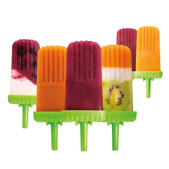 Tovolo Groovy Ice Pop Molds, Drip-Guard Handle, 4 Ounce Popsicles, Set of 6, Green