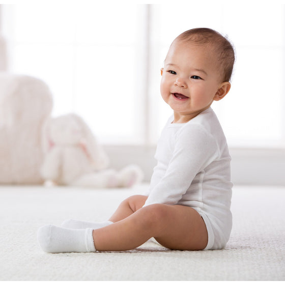 Gerber Baby Unisex 6 Pack Socks, White, 3-6 Months