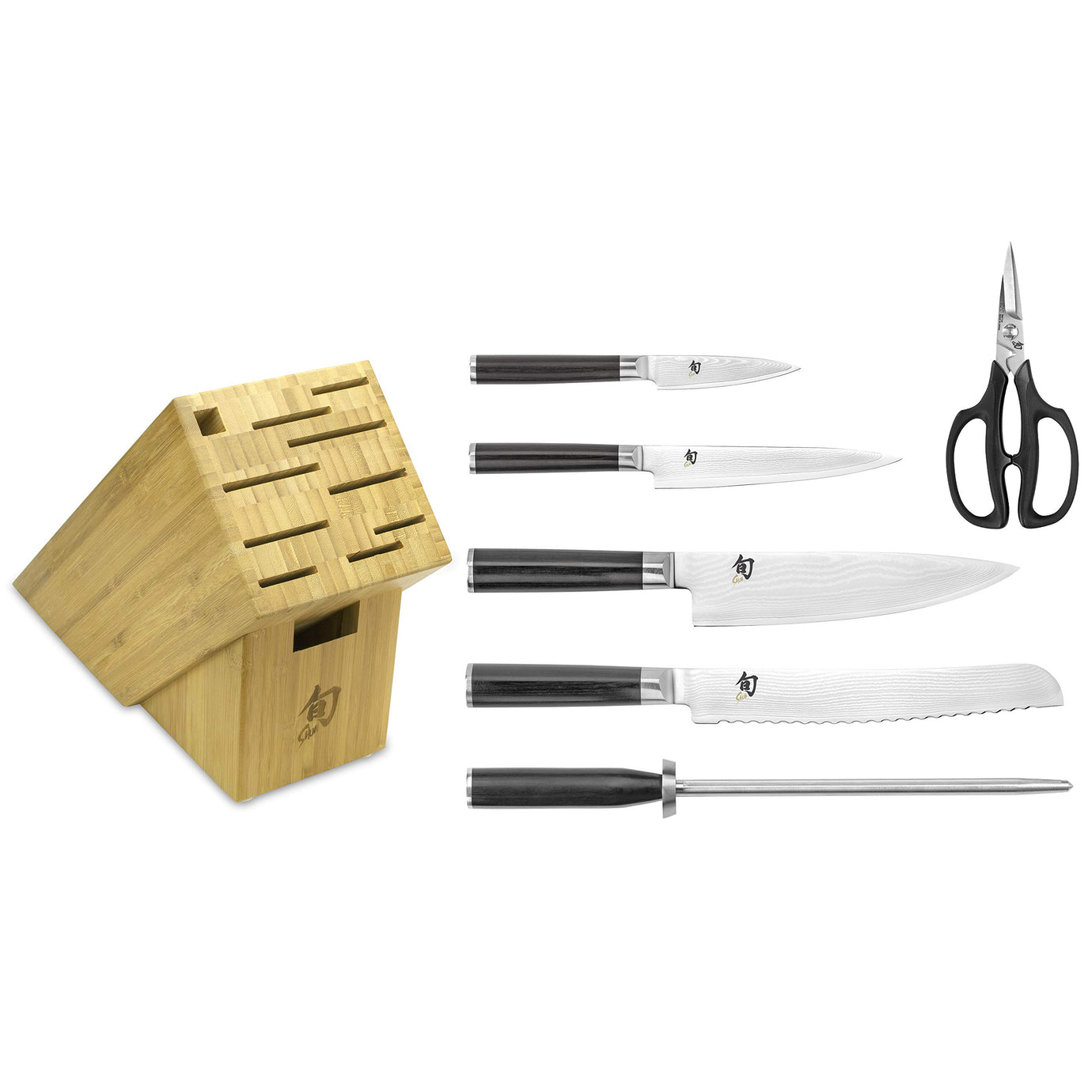 Shun Cutlery Classic 7-Piece Essential Block Set; 11-Slot Bamboo