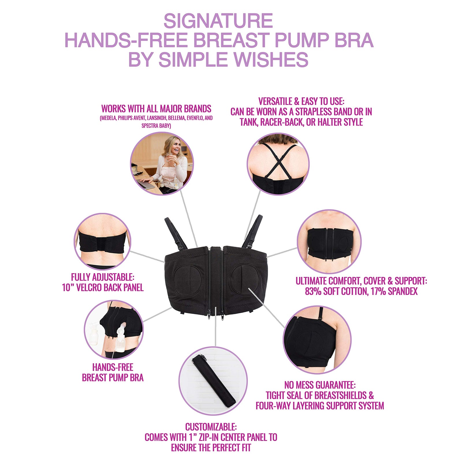 evenflo breast pump bra Simple Wishes Signature Hands Free Pumping Bra, Patented, Pink, X-Smal – Danielle Walker
