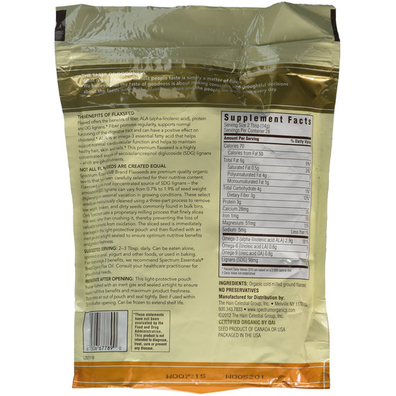 Spectrum Essentials Organic Ground Essential Flaxseed 14 oz. (Pack of 2)