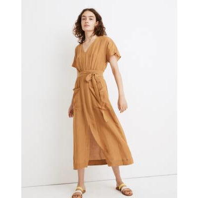 Linen-Blend Dolman-Sleeve Tie-Waist Midi Dress Danielle Walker | Official Shop Linen-Blend Dolman-Sleeve Tie-Waist Midi Dress Danielle Walker | Official Shop