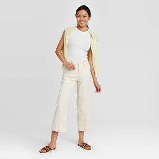 Women s High Rise Wide Leg Cropped Pants A New Day