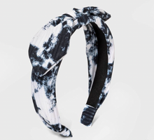  Rib Knit Tie-Dye Headband - Black/White