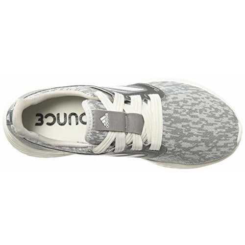 Adidas grey, cloud white, and silver metallic women's edge lux 3 running shoe top down view Danielle Walker