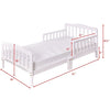 Big Oshi contemporary design toddler & kids bed - sturdy wooden frame for extra safety - modern slat design - great for boys and girls - full bed frame with headboard in white - dimensions Danielle Walker