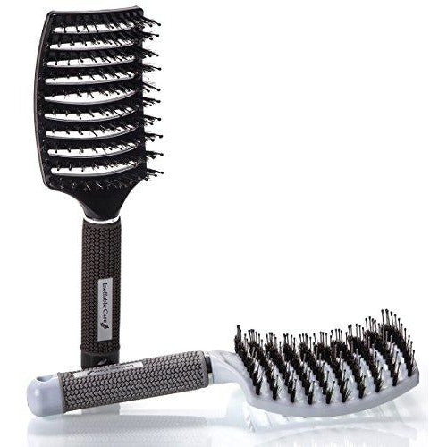 Detangling Boar Bristle Brush - (Set of 2) Professional, Vented Detangle Hair