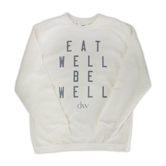 Corded knit eat well be well pullover product shot Danielle Walker
