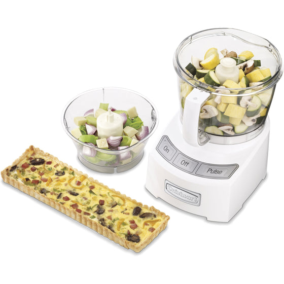 Cuisinart FP-12 elite collection FP-12, 12-cup food processor in white - product shot with quiche and filling Danielle Walker