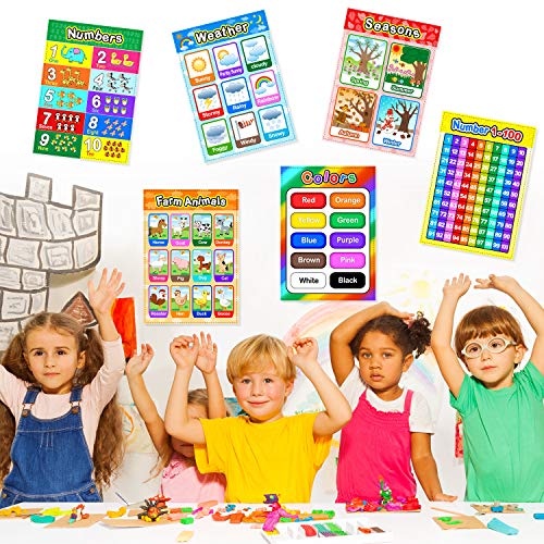 Educational preschool 12 piece poster set for toddlers and kids with glue point dots are good for nursery, homeschooling, and kindergarten classrooms Danielle Walker