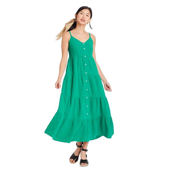 Women's Sleeveless Button-Front Tiered Dress - Universal Thread™