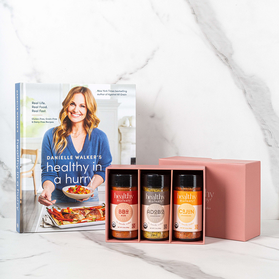 Healthy In A Hurry autographed cookbook plus a little heat seasoning blend bundle box Danielle Walker